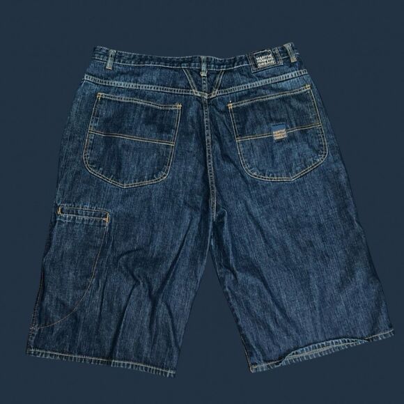 Vintage Marithe Francois Girbaud Baggy Blue Denim Shorts Men Jhorts Waist 42 - Picture 5 of 6